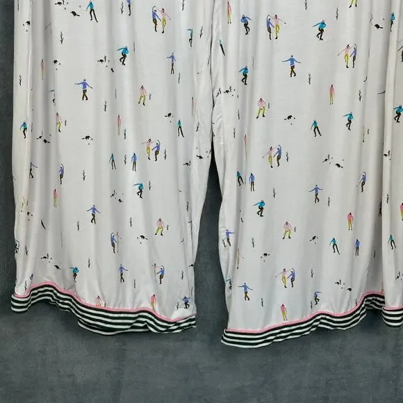 Anthropologie Pajama Pants Womens 3X White Emily Isabella Winter Skater Holiday - Picture 5 of 16